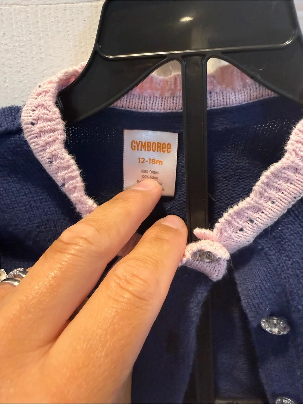 Gymboree Navy Cardigan with Pink & White Trim